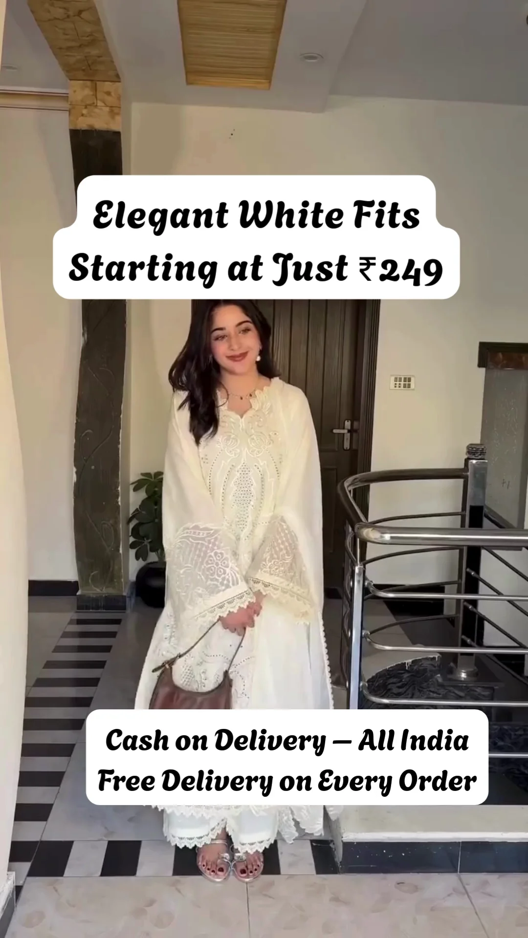 Women's Elegant White Chikankari Kurta Set with Dupatta Festive Party Wear